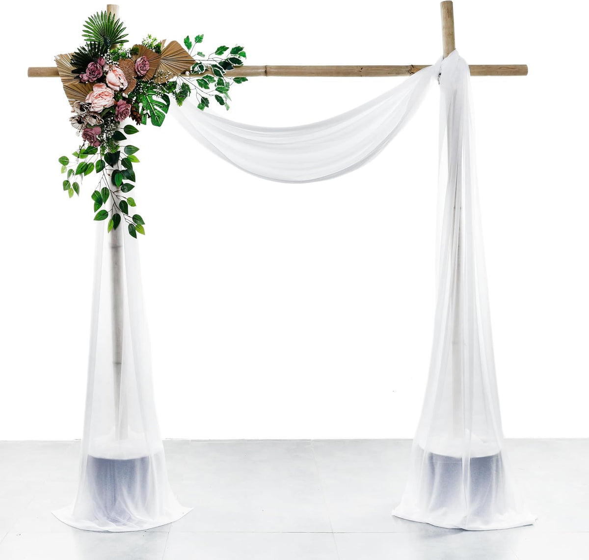 VDS Pack of 3 Panel (30 Inch X 20 Feet) Wedding Arch Draping Fabric Sheer Chiffon Fabric Drapery