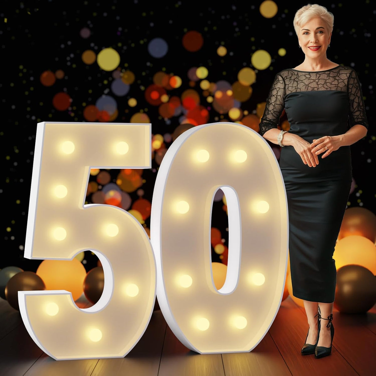 Marquee Numbers 3 Feet Tall Large Light Up Numbers 50th Birthday Decorations Women Men Big Yellow