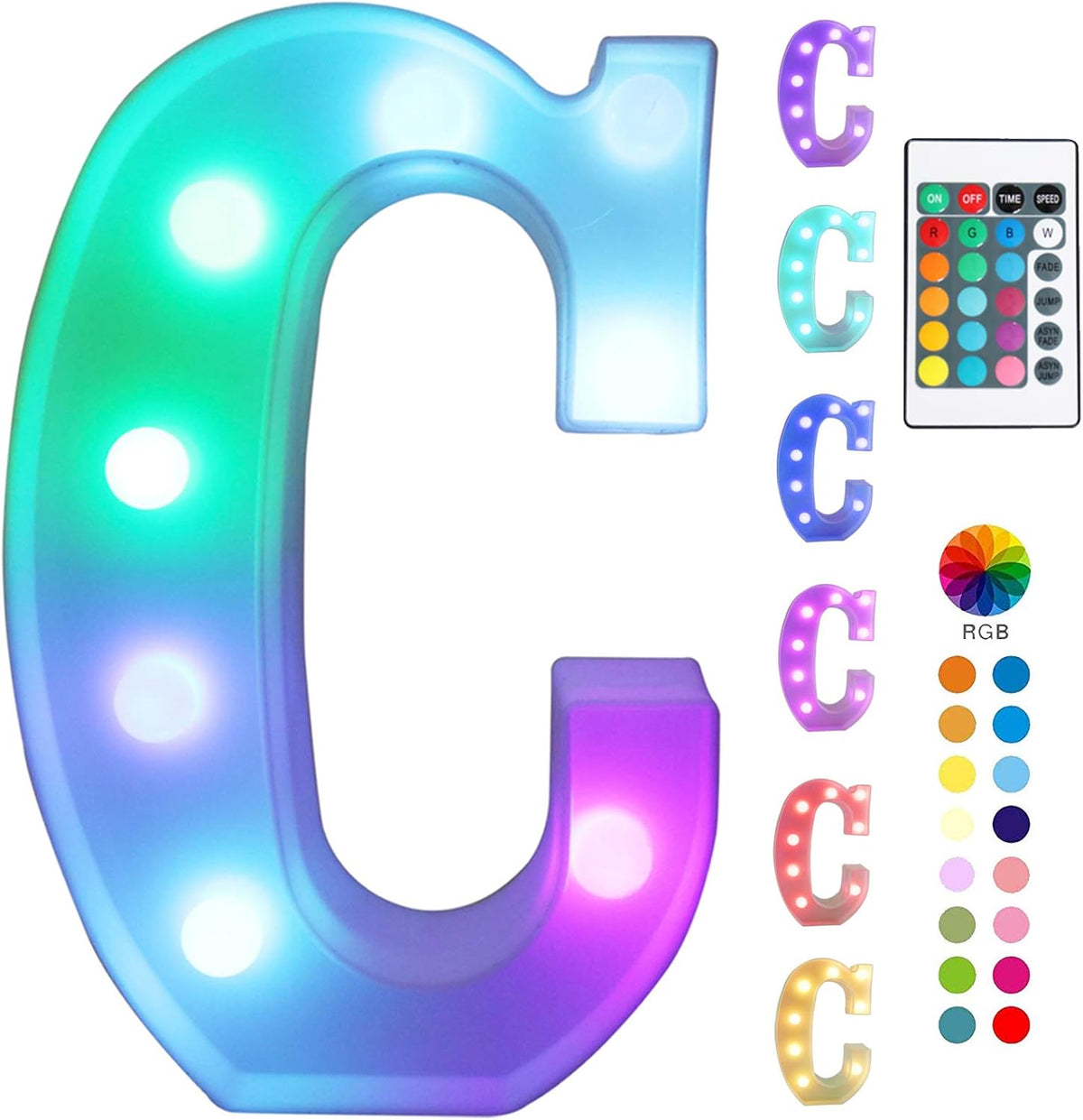 Pooqla Colorful LED Marquee Letter Lights with Remote – Light Up Marquee Signs – Letters with