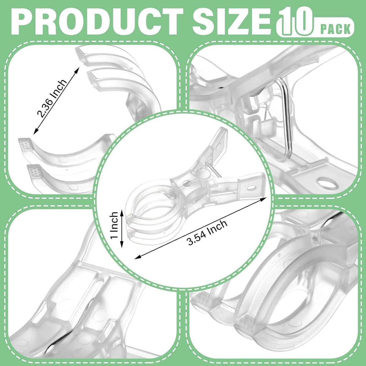 LemonRoad 10 Pack Large Balloon Arch Clips Plastic Transparent Backdrop Spring Clamps 3.5 Inch