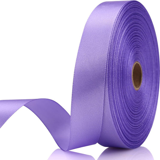Light Purple Satin Craft Ribbon - 7/8 Inch, 60 Yards - Single Face Polyester for Handmade Roses