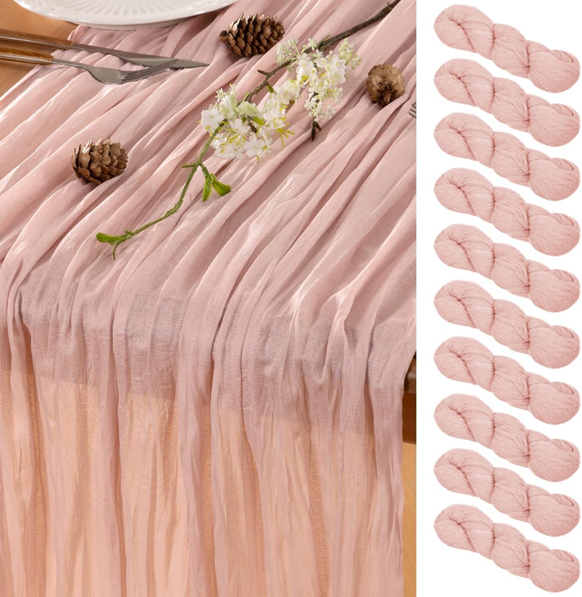 Dusty Pink Table Runner Cheesecloth Table Runner 10 Pack 10FT Farmhouse Table Runners 120 Inches