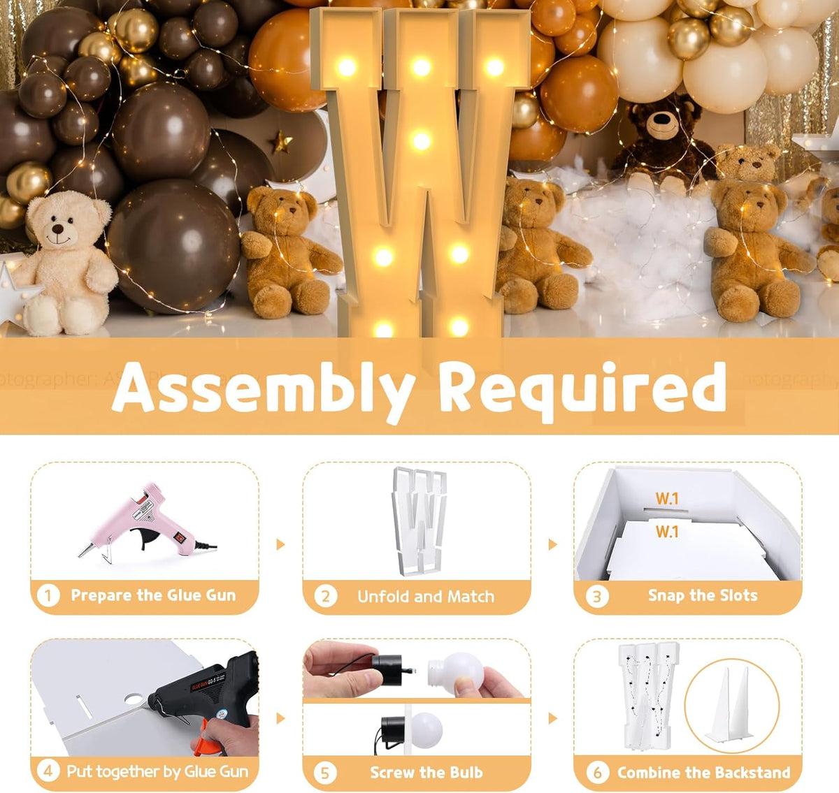 imprsv Marquee Light Up Letters, 3FT Marquee Letters for Birthday Baby Shower Wedding Decorations