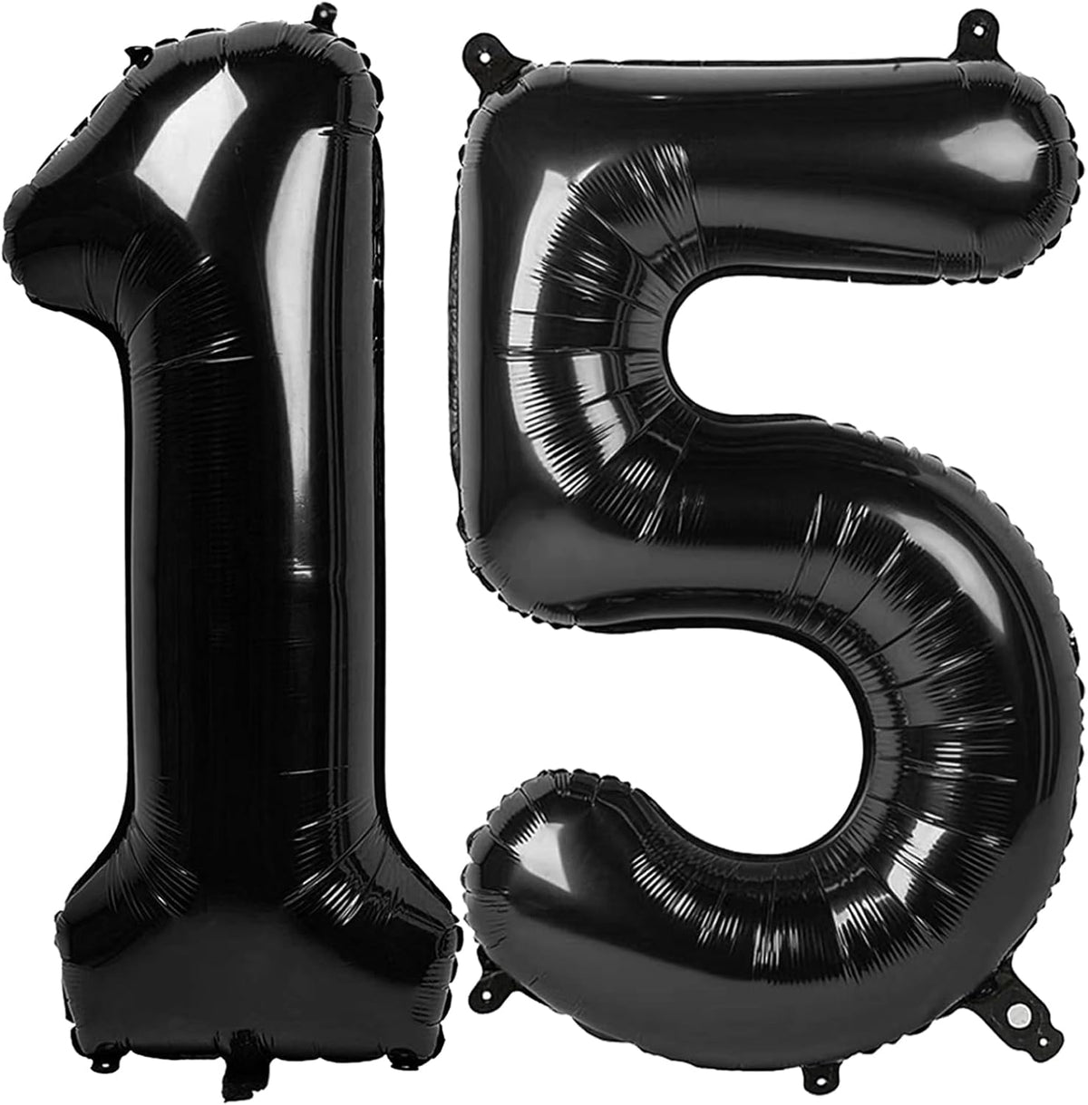 Black 40 Inch Large Number 15 Birthday Balloon, 15 51 Birthday Decorations, Foil 15 Mylar Helium