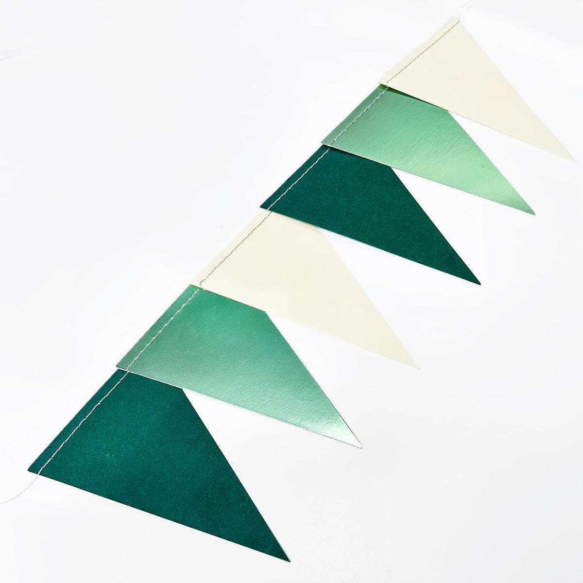 Sage Green Decorations Hanging Paper Pennant Banner Flag Green Beige Triangle Bunting Garland for