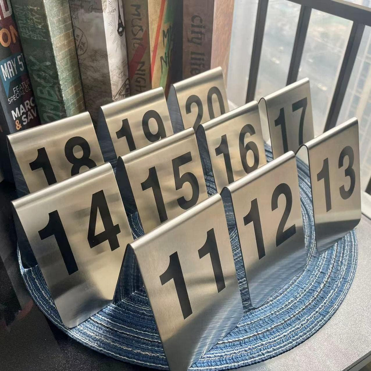 Metal Place Cards Stackable Tent Style Table Numbers,Place Card Holders for TRPG Wedding Party