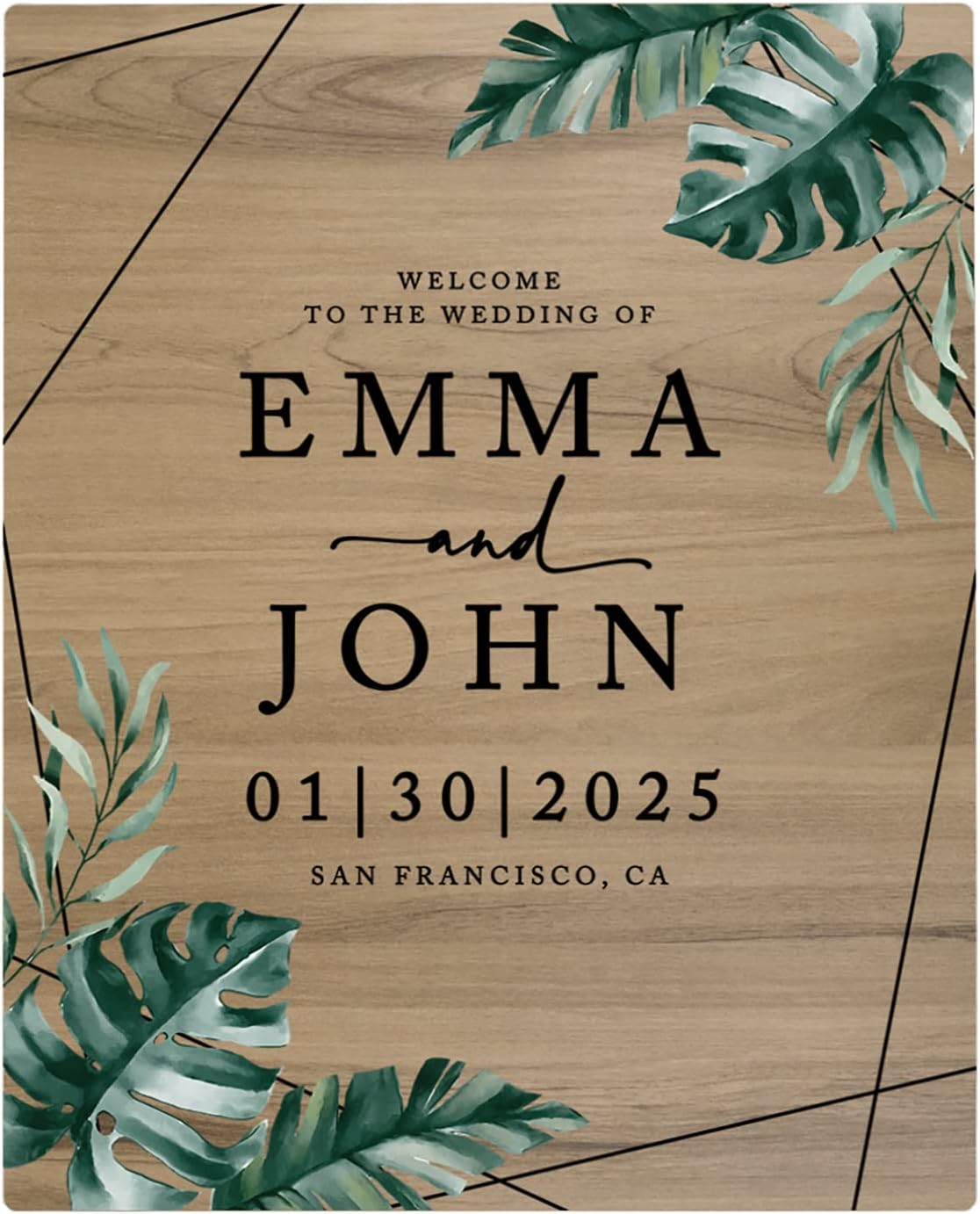 Andaz Press Large Wooden Welcome Sign for Wedding, Rustic Welcome Sign 16" x 20" Custom Names