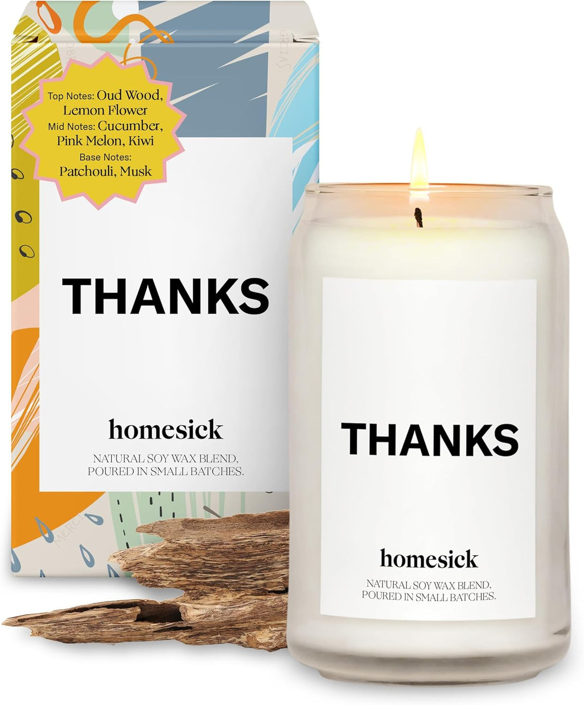 Homesick Scented Candles for Home (Thanks) - 13.75 oz Long-Lasting Soy Wax Blend Jar Candle Gifts