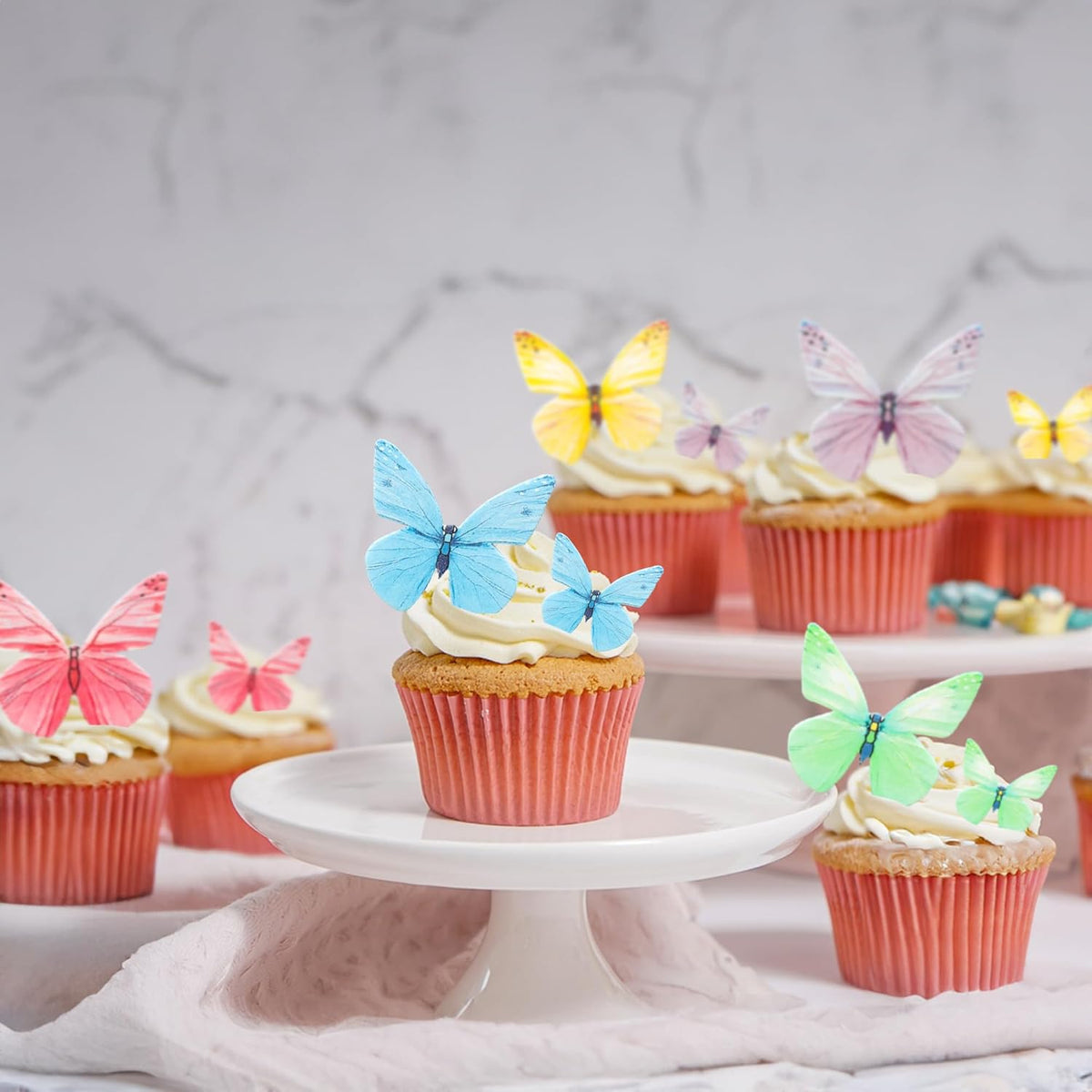 Ephlyn 72Pcs Edible Butterfly Cupcake Toppers Mixed Color Cake Picks Cute Butterfly Cake