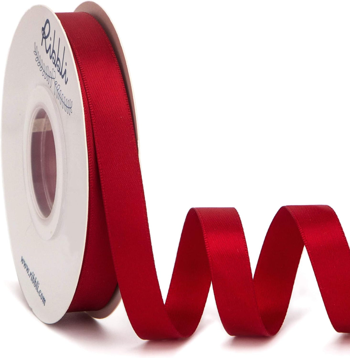 Ribbli Double Faced Scarlet/Dark Red Satin Ribbon,1/2” x Continuous 25 Yards,Use for Bows
