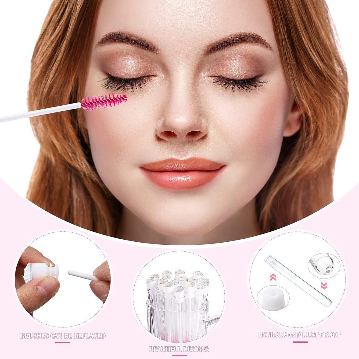 80 Pieces Disposable Mascara Brushes Tubes Set, 40 Pieces Empty Mascara Wand Tube with 40 Pieces