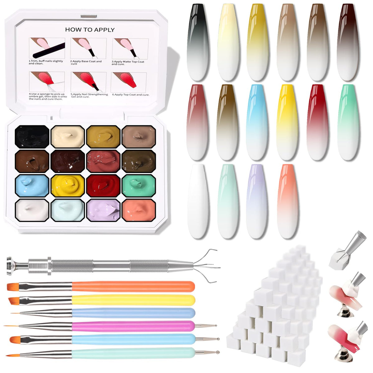 Sponge Pat Paint Nail Gel, Ombre Nails Gradient Gel Nail Blush Blooming Aura Nails Drawing Stripper