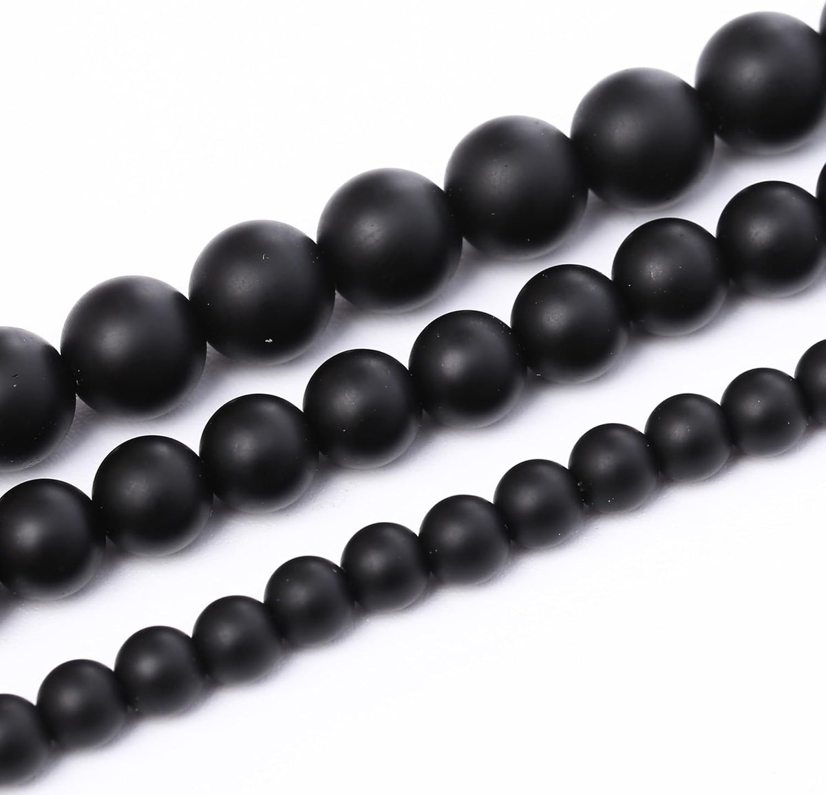 Natural Frosted Black Glass Stone Beads Gemstone Round Crystal Energy Jade Beads Stone Beads for