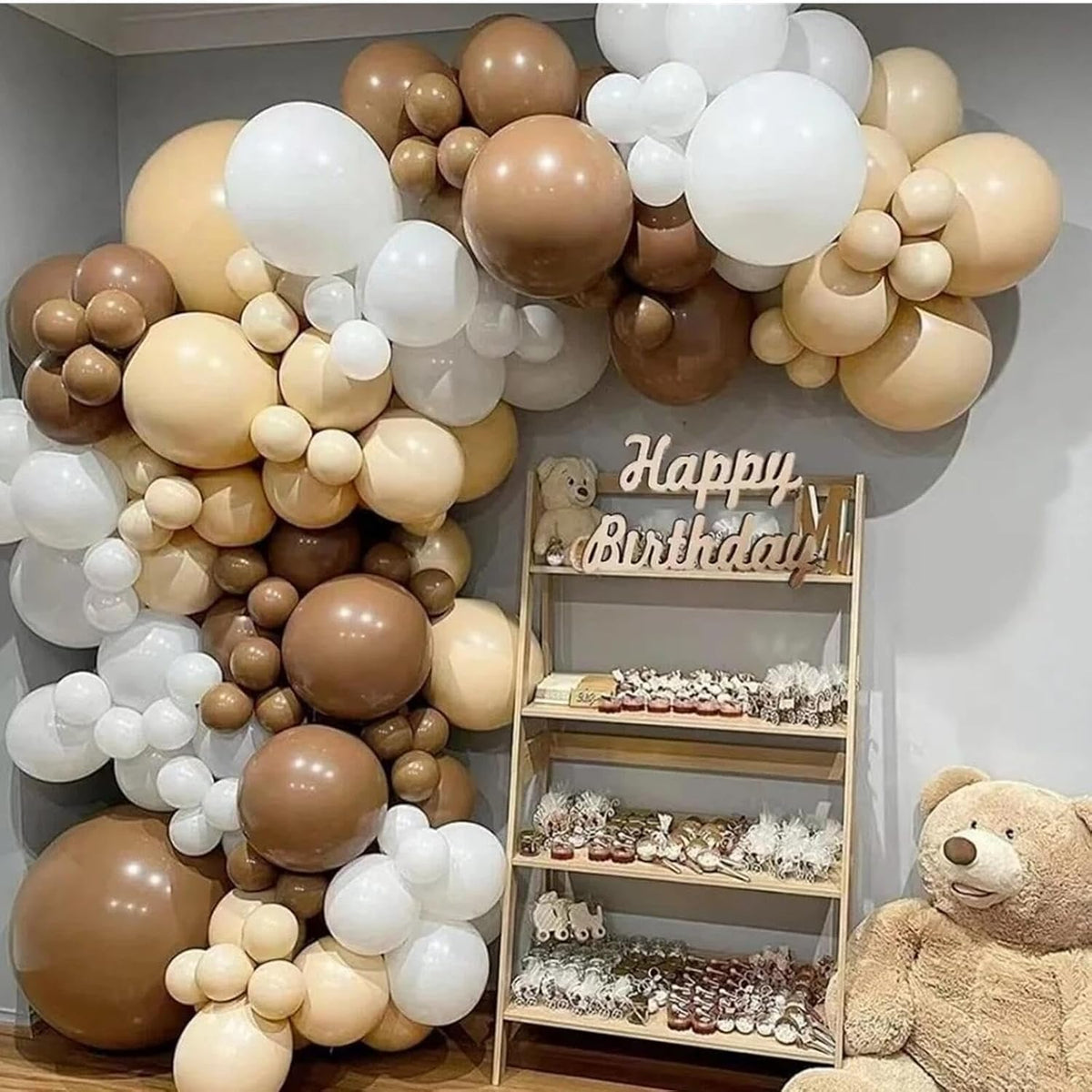 412Pcs Netural Balloon Garland Arch Kit, 5 10 12 18inch Brown Balloon Garland Arch Kit for Birthday