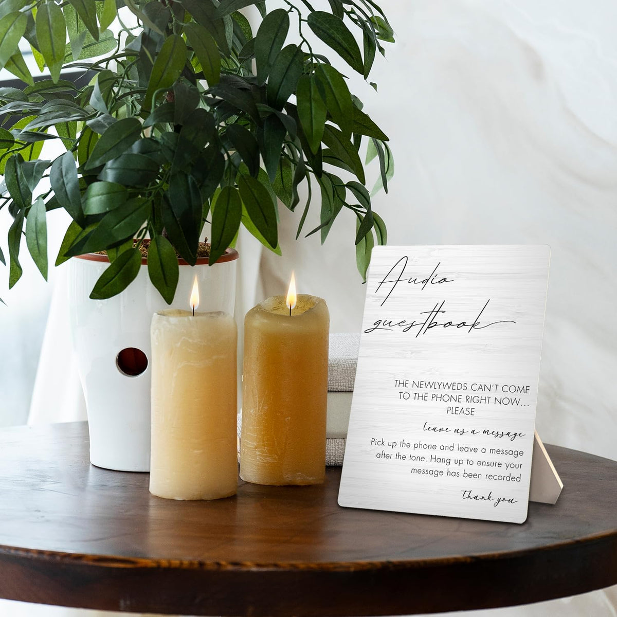 Audio Guestbook Sign, Wedding Guestbook Wooden Sign Stand 5x7inch, Message Audio Guest Book Wedding