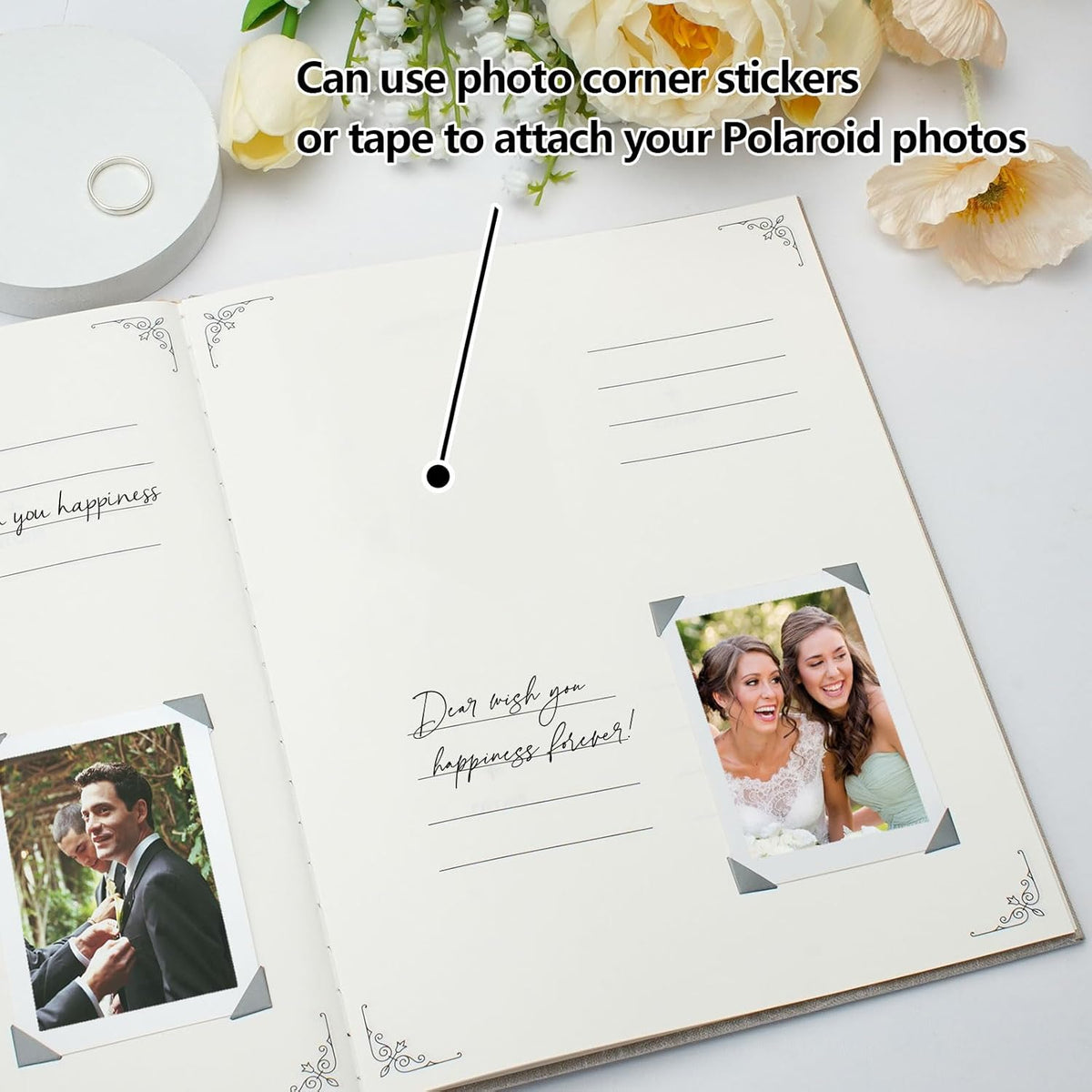 Vienrose Wedding Guest Book Polaroid Guest Book Photo GuestBook Sign in book Personalized Linen