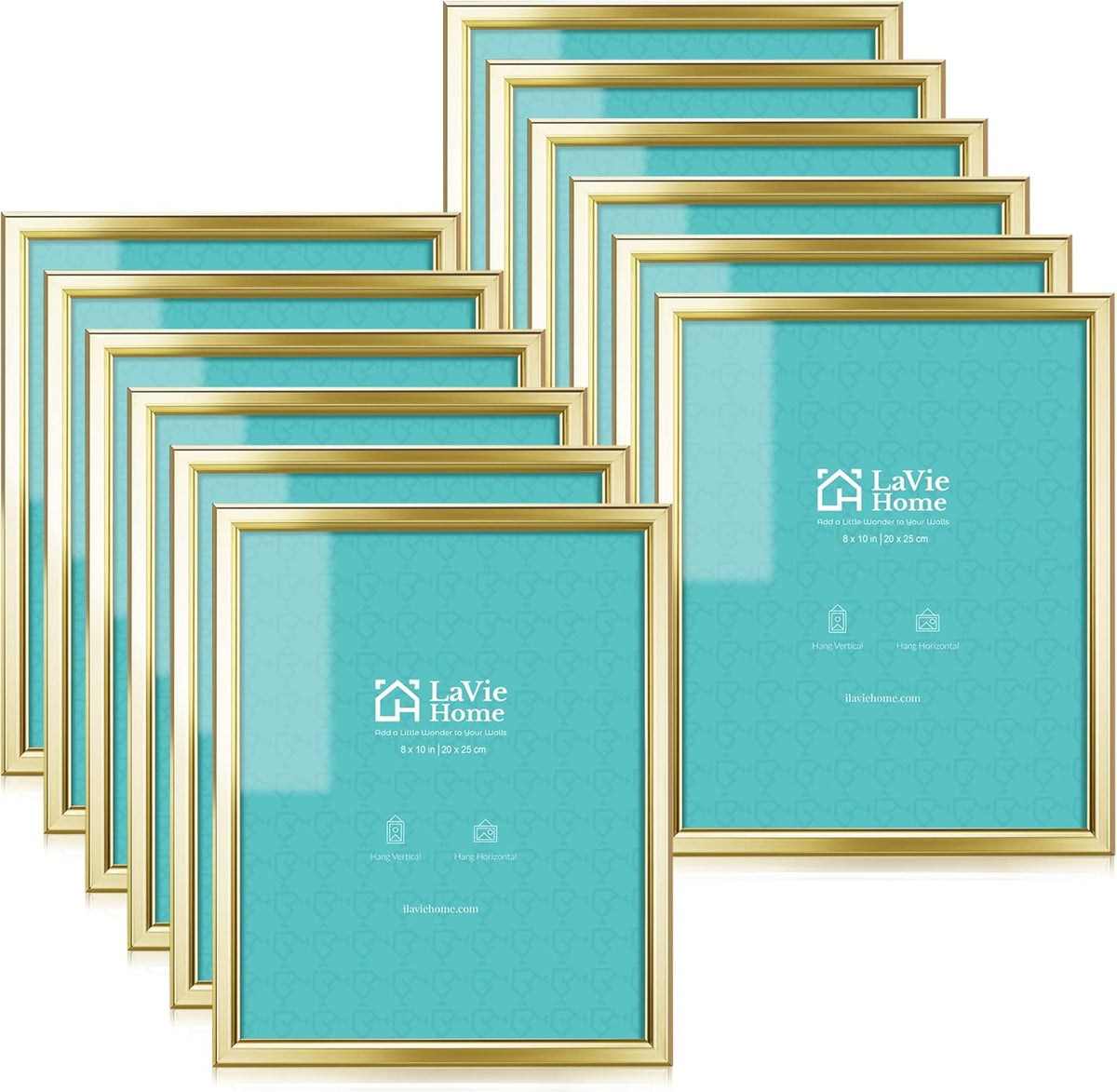 LaVie Home 8x10 Picture Frames (12 Pack, Gold) Simple Designed Photo Frames for Wall Mount Display