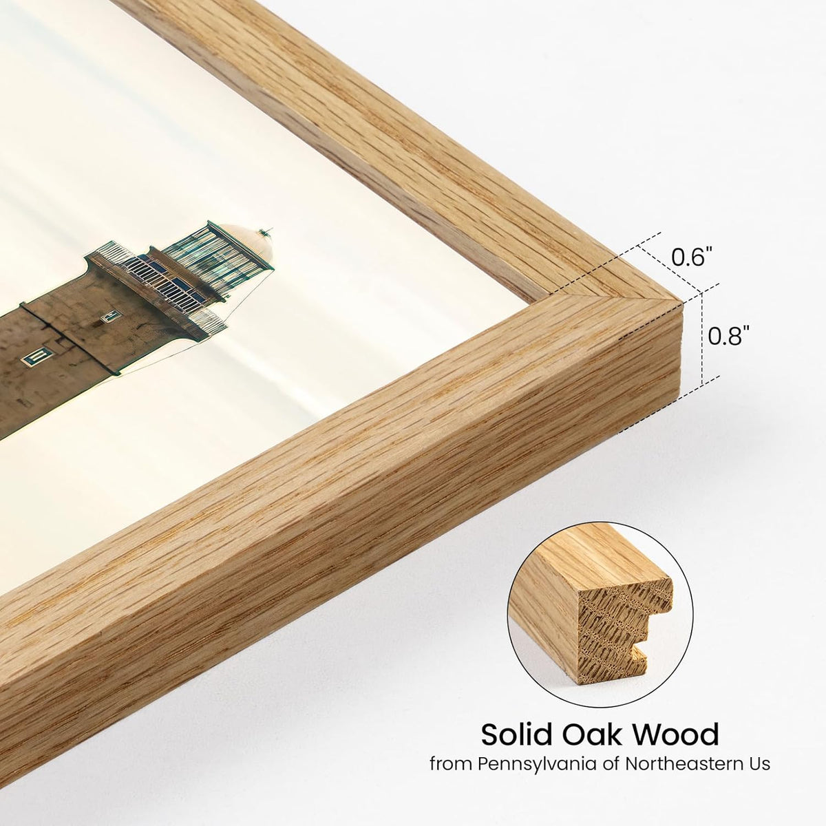 19x27 Picture Frame Oak Wood,19"x27" Natural Oak Color Wooden Frames with Tempered Glass,27x19 inch