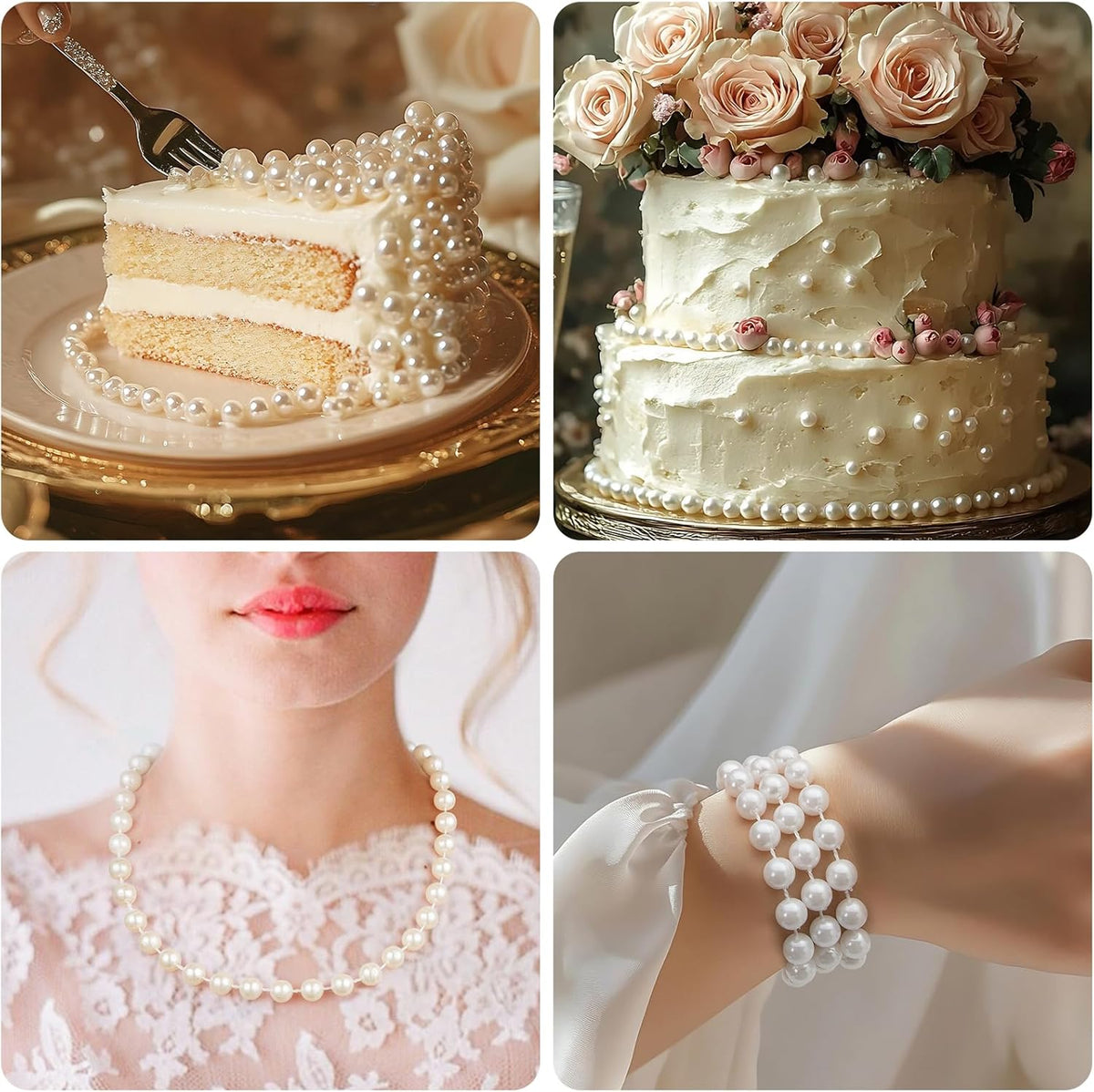 164 Feet Faux Pearl Beads Garland 3mm Craft String Pearls for Wedding Centerpiece Christmas Tree
