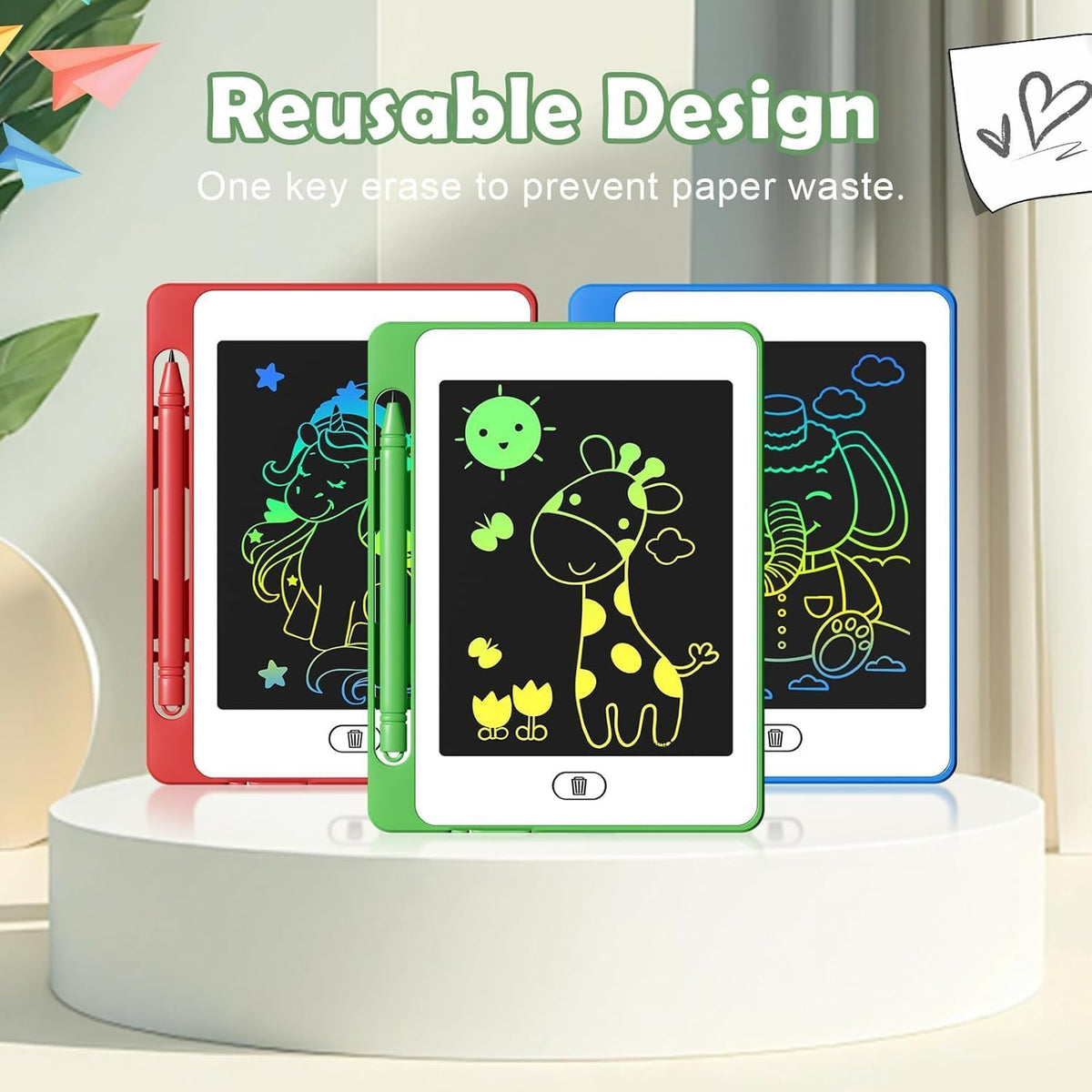Party Favor 16 Pack LCD Writing Tablet for Kids, 6.5 Inch Colorful Doodle Board, Erasable Reusable