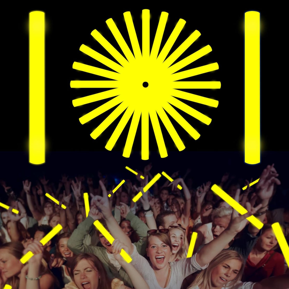 Glow Foam Sticks Bulk, 24 Pcs Yellow Giant LED Light Up Sticks 3 Modes Flashing Glowing Baton Wands