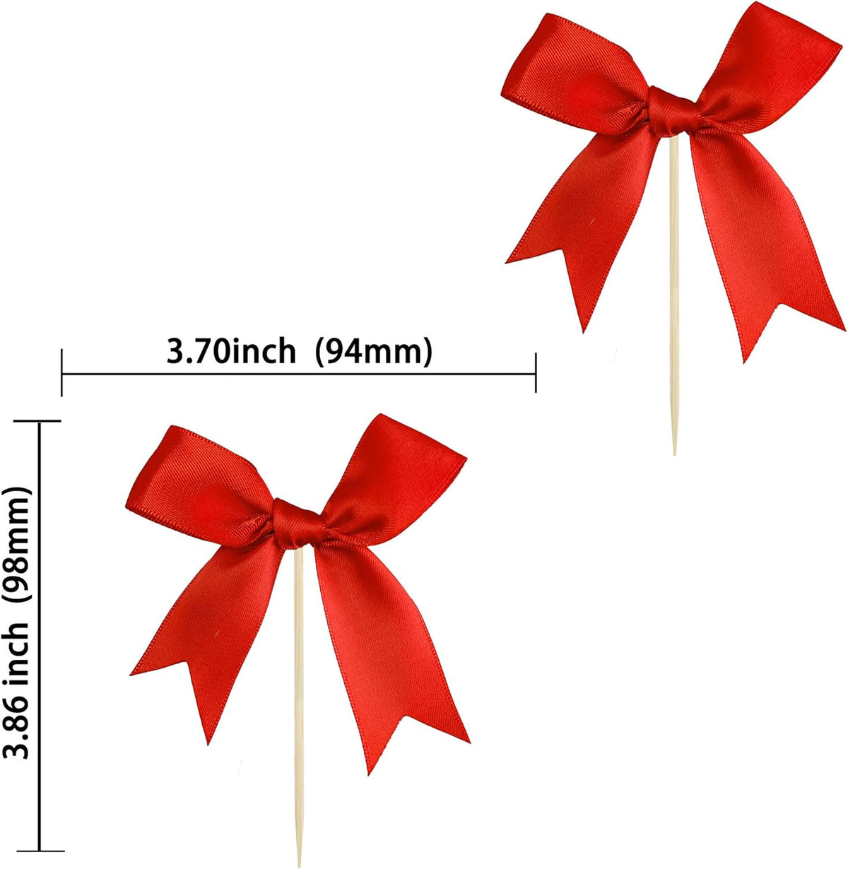 Ephlyn 24Pcs Red Bow Cupcake Toppers Bow Cake Topper Birthday Decorations Mini Bowknot Cupcake