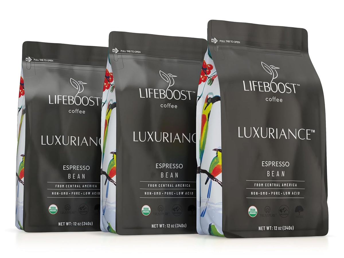Lifeboost Organic Espresso Beans Whole - Non-GMO Low Acid Single Origin Organic Espresso Coffee