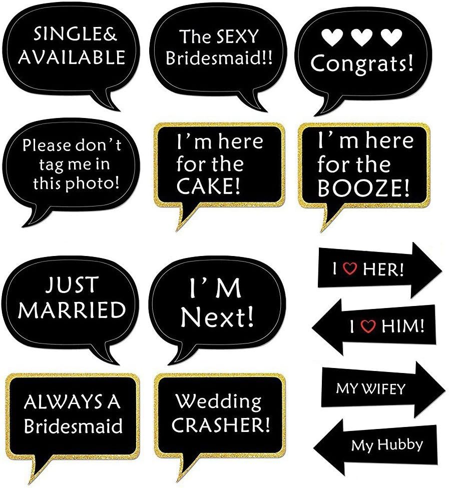 52pcs Wedding Photo Booth Props, Bachelorette Party Photo Booth Prop Kit for Bridal Shower