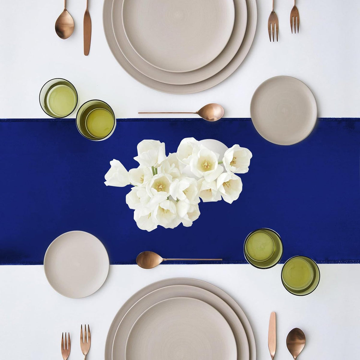 10 Pack Satin Table Runner 12 x 108 Inch Long Navy Silk Table Runner for Wedding Party Banquet