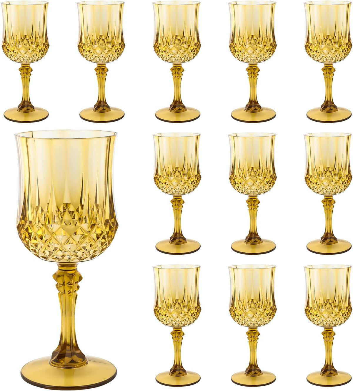 Plastic Wine Glasses，Plastic Goblets Vintage Style Cordial Drinking Glasses for Wedding Reception