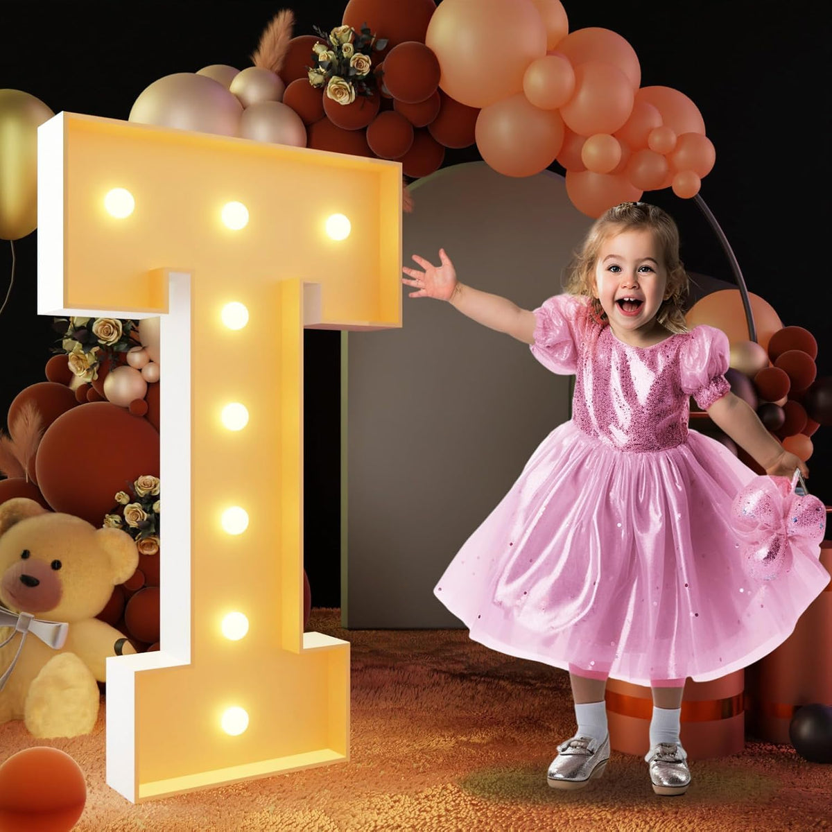 imprsv 3FT Block Marquee Letter T, Light-Up Letters for Birthday, Baby Shower, Wedding & Engagement