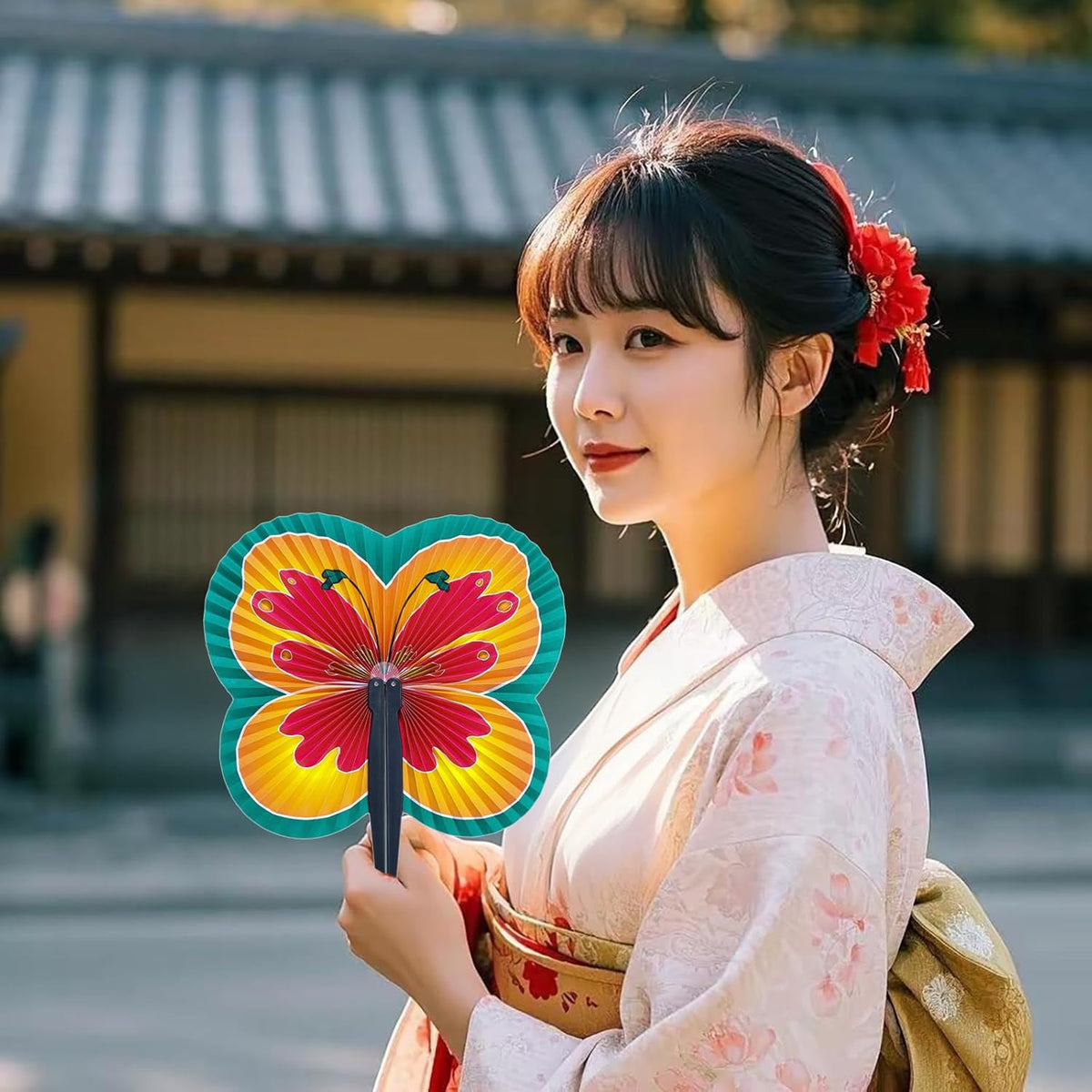 12 Pieces Folding Hand Paper Fans Handheld,Butterfly Decorations Accordion Fans Bulk for Festival
