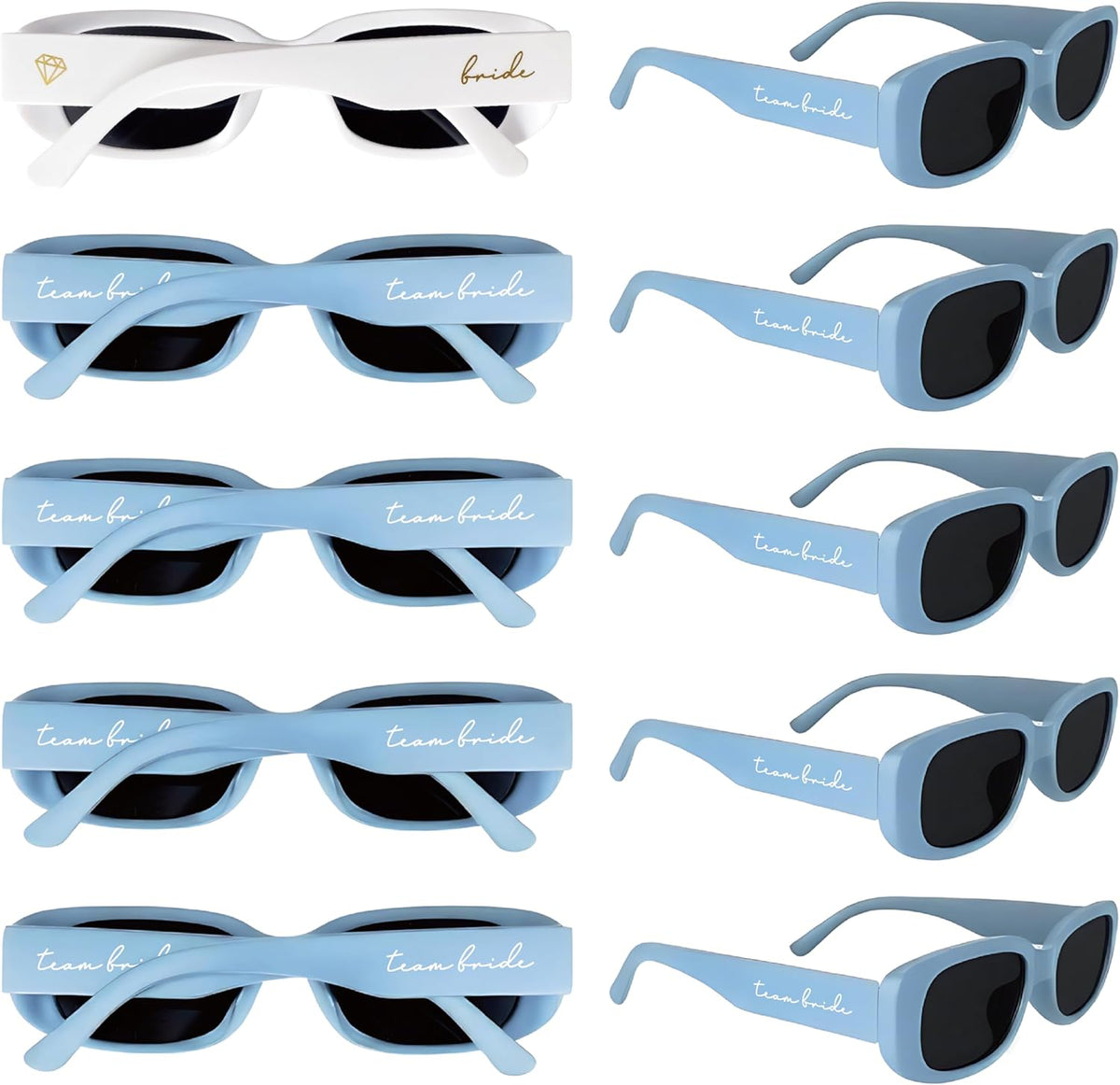 Bride's Babes Bachelorette Sunglasses, Bridesmaid Sunglasses,10 Pack Rectangle Team Bride glasses