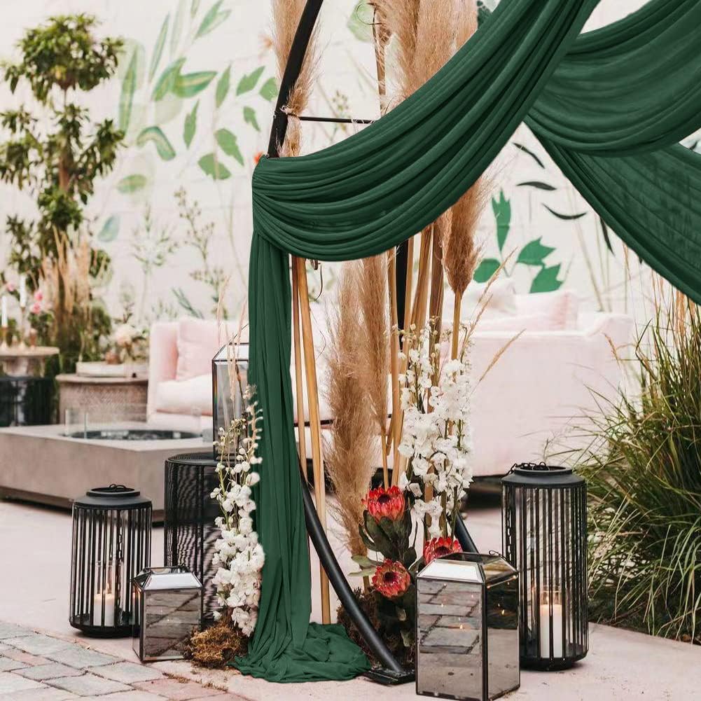 Wedding Arch Draping Fabric 1 Panel 30'' x 18FT Emerald Green Sheer Chiffon Arch Drapery for Photo