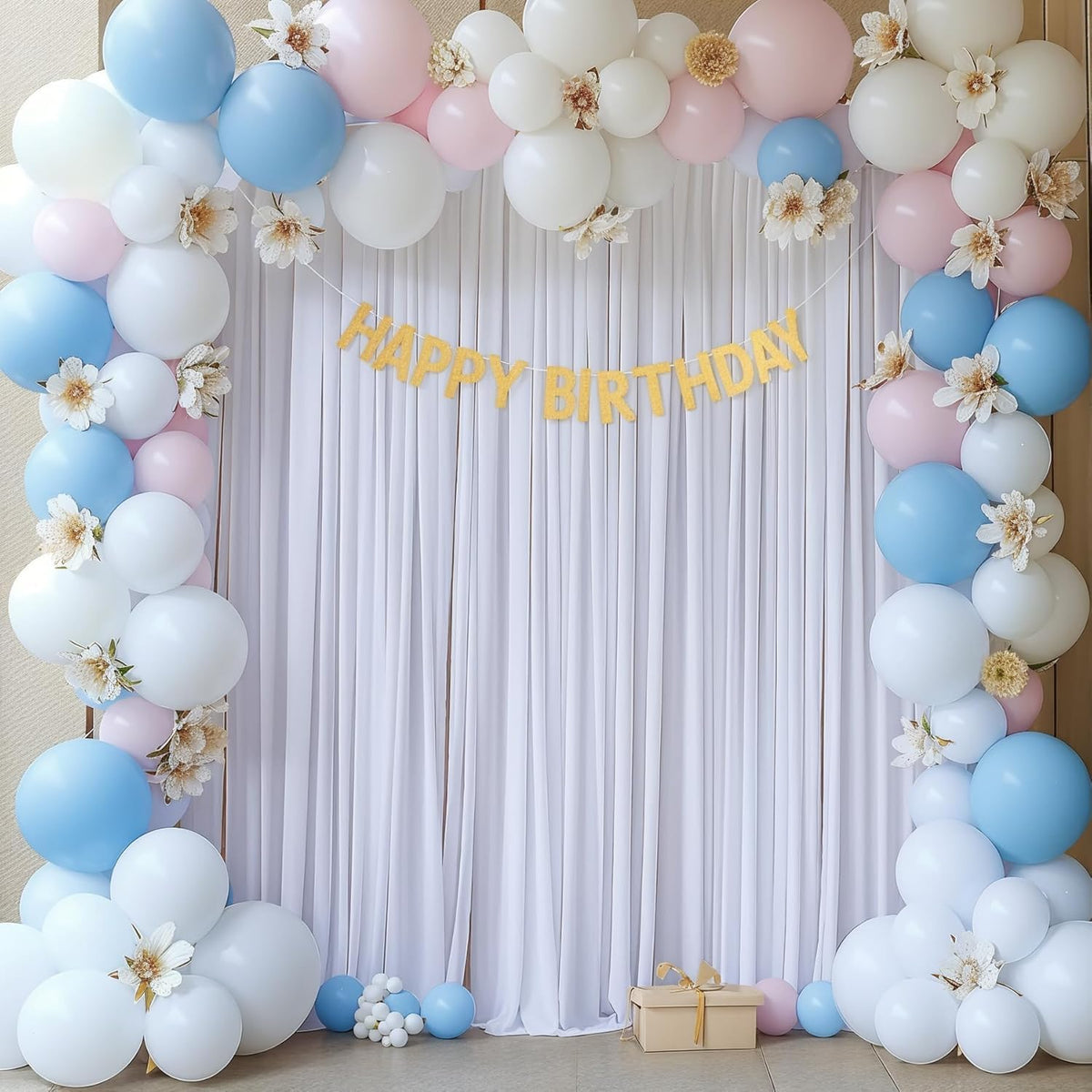 20ft×10ft Wrinkle Free White Backdrop Curtains for Parties, Thick Polyester Drapes for Backdrop, 2