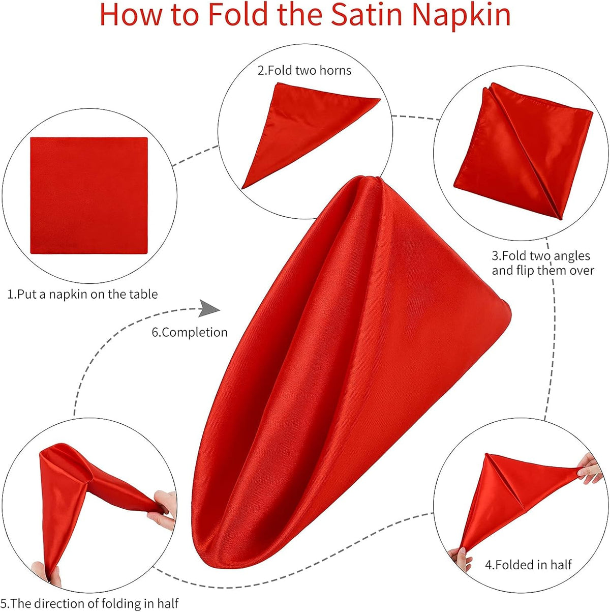 ANECO 16 Pack Square Satin Napkin Bright Silk Table Napkin Soft Smooth Fabric Table Napkin for