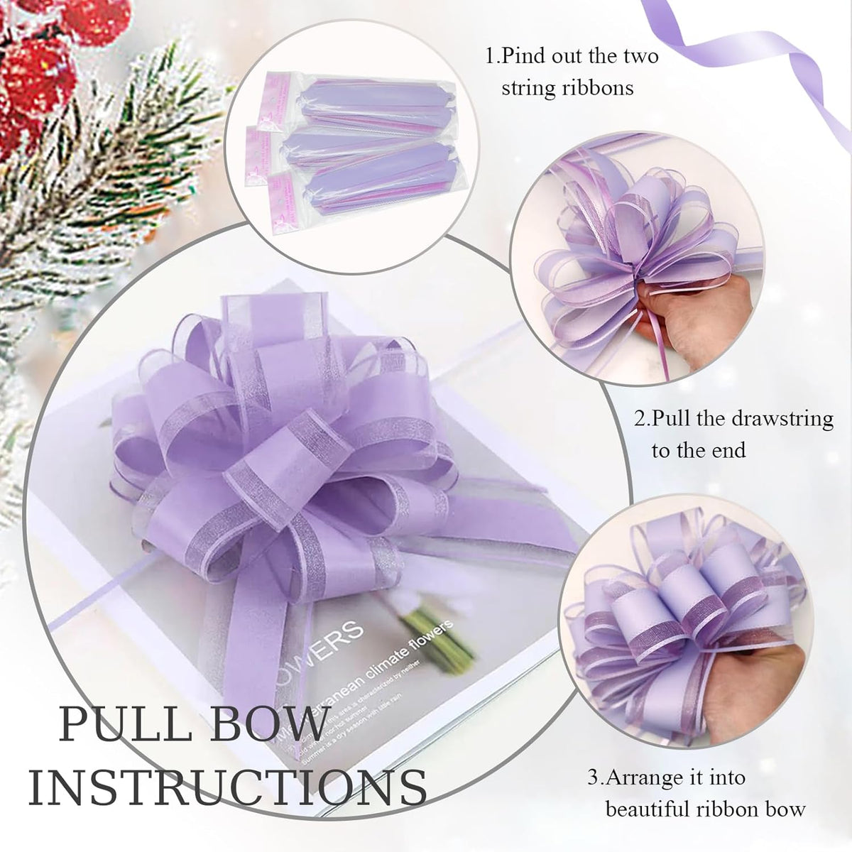 Large Pull Bows, 6 inches, Pull Bows for Weddings, Birthdays, Christmas & Valentine's Day Gift