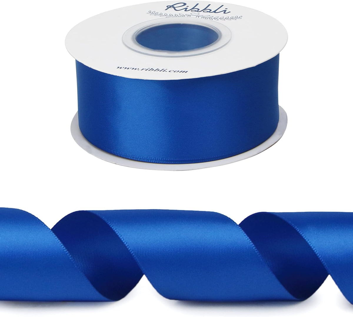 Ribbli Royal Blue Double Faced Satin Ribbon,1-1/2” x Continuous 25 Yards,Use for Bows Bouquet,Gift