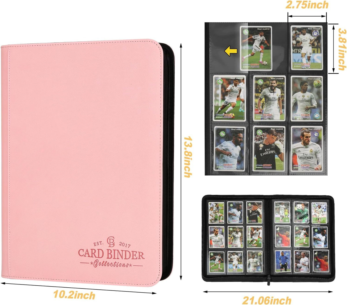 Trading Card Binder, Card Collection Binder Album Folder with 540 Side Loading Pockets, 9 Pocket