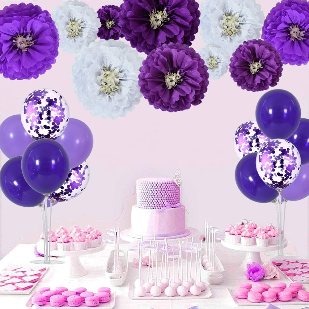 TONIFUL Purple Balloon Stand Centerpiece Table Decorations for Birthday,Baby