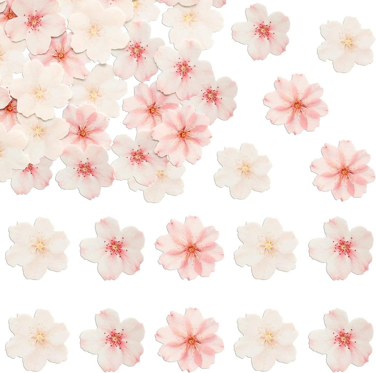 Ephlyn 54Pcs Edible Cherry Blossom Cake Decoration Spring Flowers Cupcake Toppers Wafer Paper