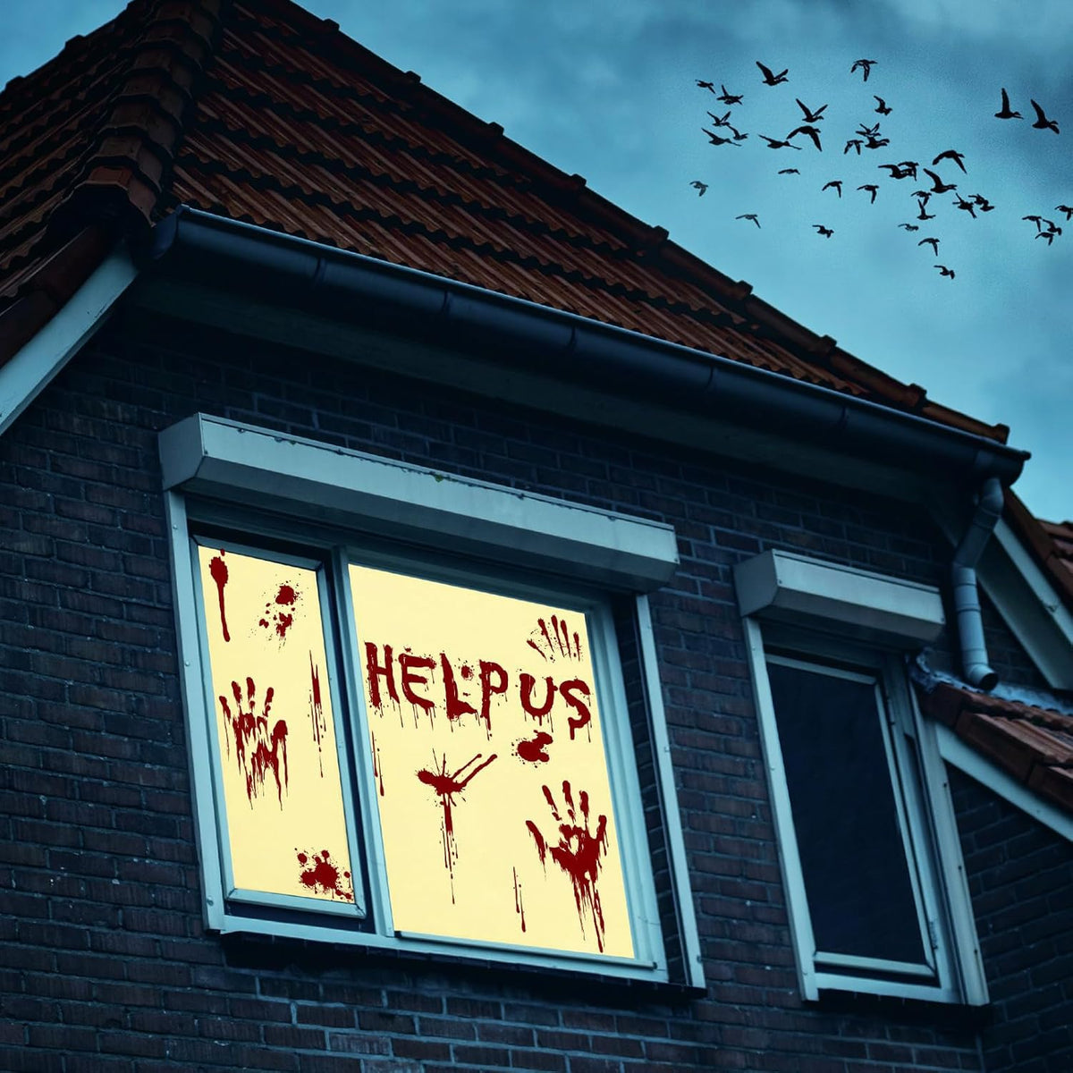 Halloween Window-Clings-Decorations Bloody-Handprint-Footprint Stickers, Scary Halloween Party