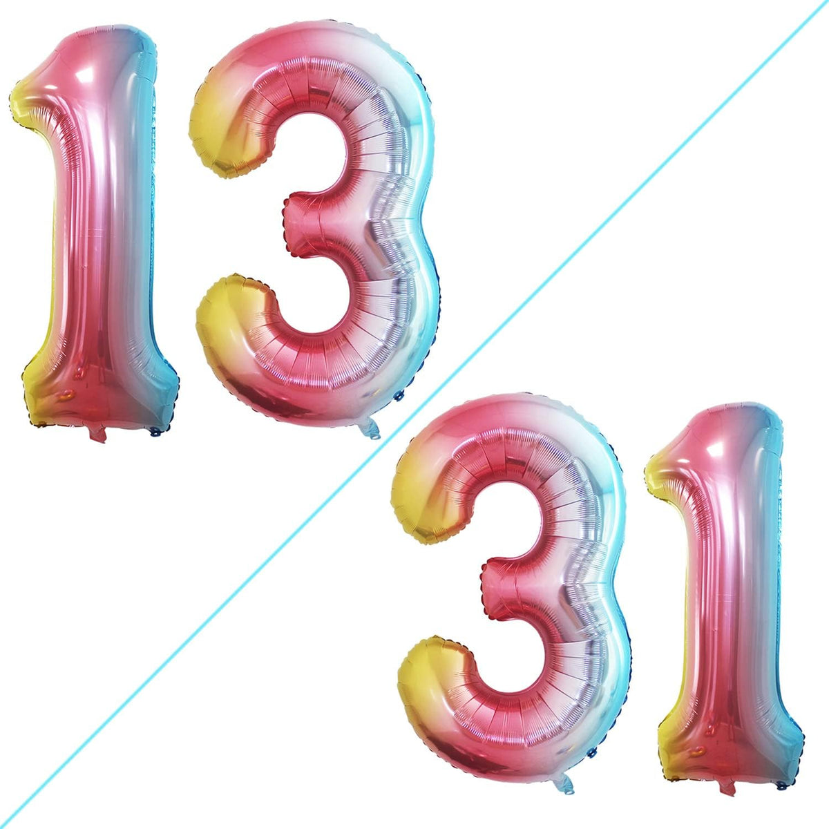 GOER Number 13 Balloons for 13th Birthday Sweet 13 Party Decorations,42 Inch Jumbo Foil Helium 31