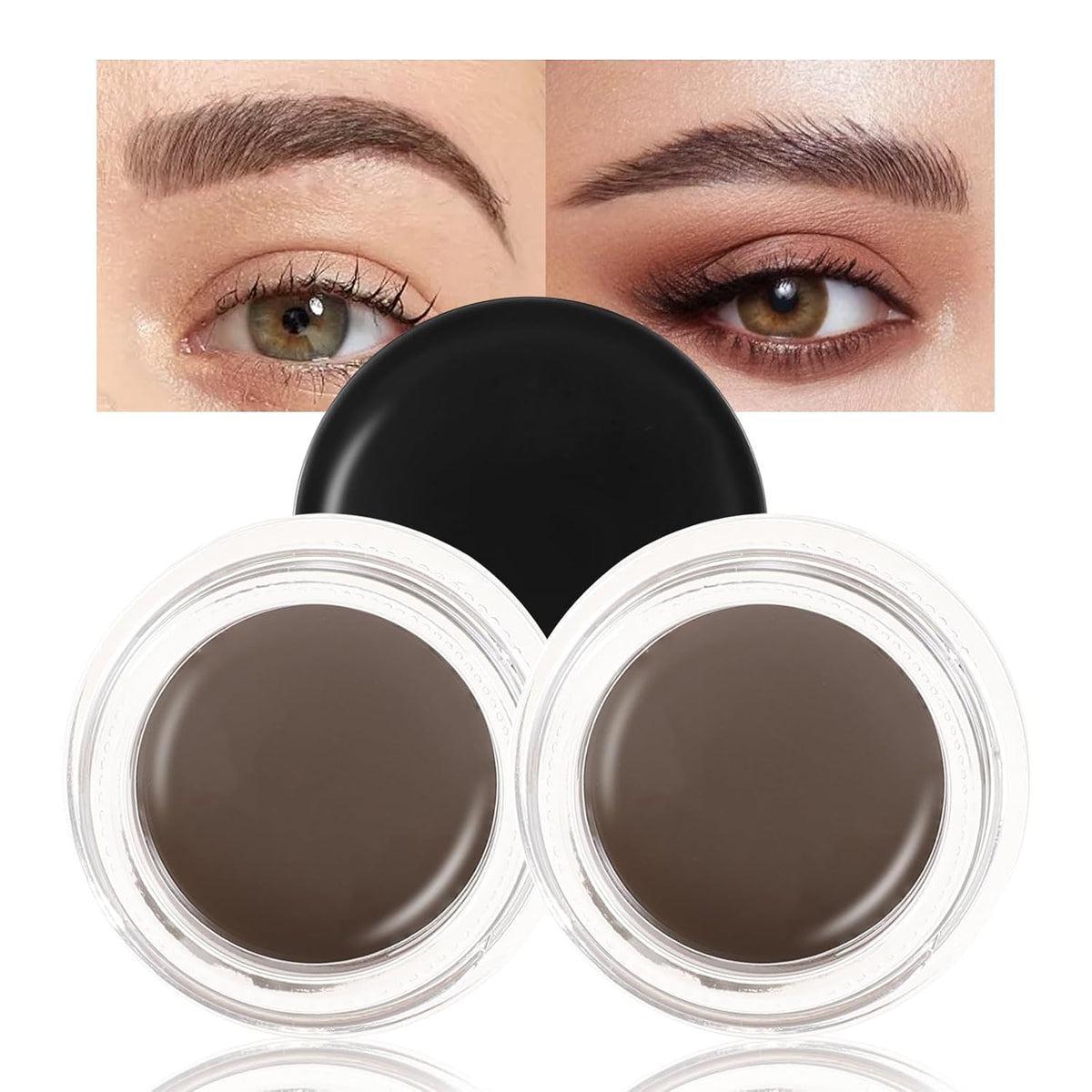 Boobeen 2 Pcs Eyebrow Pomade Cream, Waterproof Brow Pomade Gel High Pigmented Long-lasting for