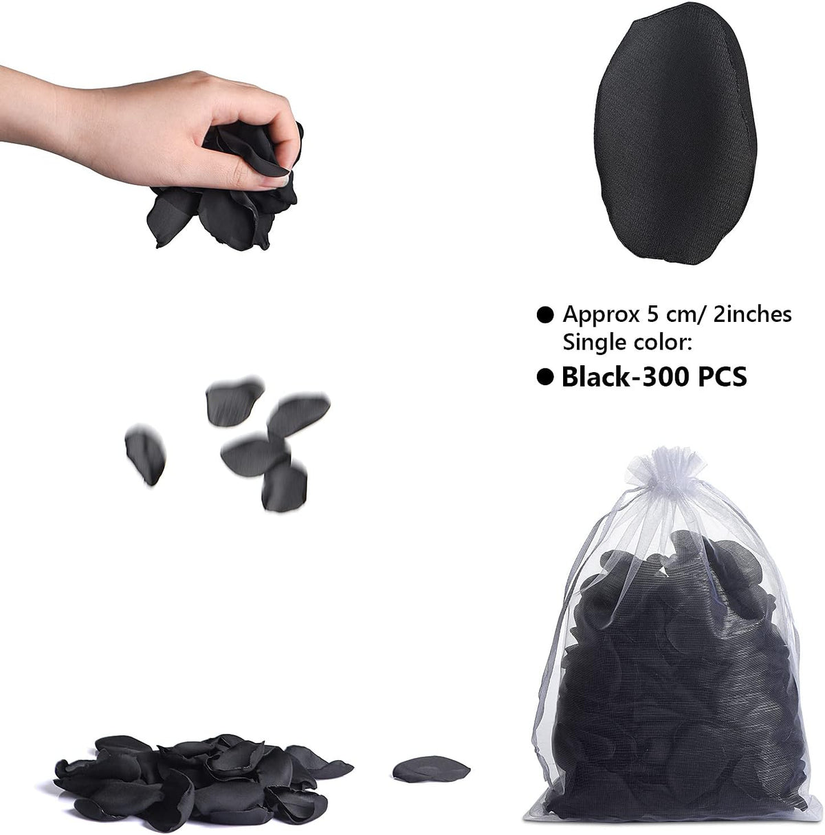 300pcs Artificial Black Rose Petals Fake Silk Flower Petals for Wedding Flower Girl Basket Ceremony