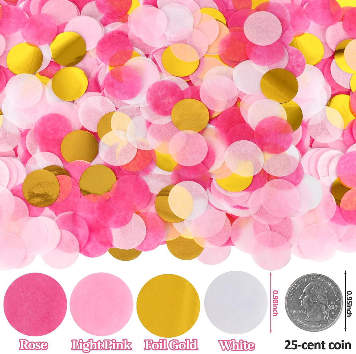 RYKOMO 10000 Pieces 1 Inch Round Tissue Paper Table Confetti Dots 3.5oz Multicolor Round Tissue