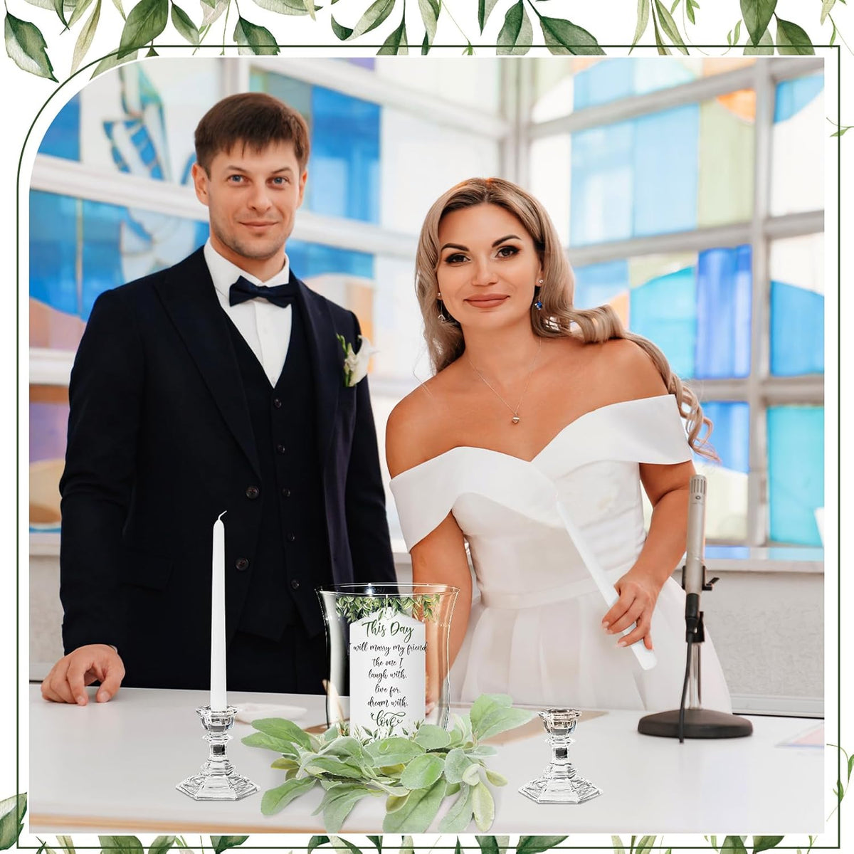 Irenare Unity Candles with Holder for Wedding Ceremony Wedding Decortions Accessories Glass Candle