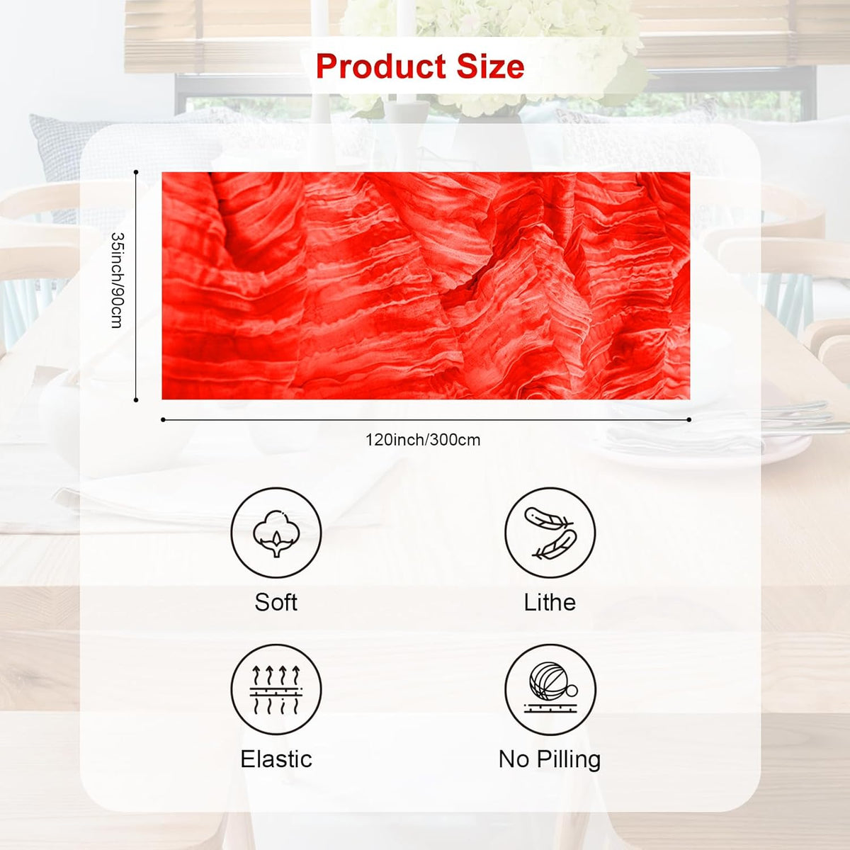 6 Pack Red Cheesecloth Table Runner 35x120 Inch 10Ft Rustic Gauze Cheese Cloth Table Runner Sheer