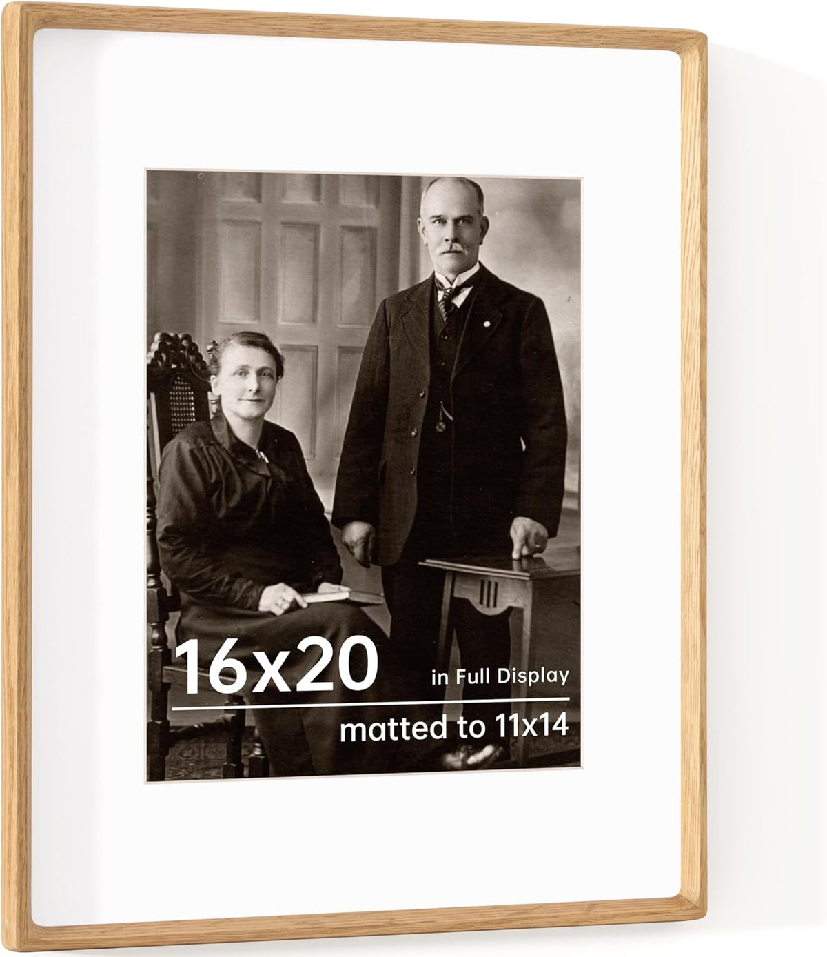 16x20 Frames USA-Sourced Natural Oak Wood Solid Wood Picture Frame Handcrafted Rounded Corner with