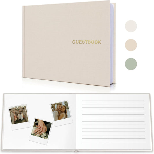 Elegant Linen Wedding Guset Book - Polaroid Guest Book for Wedding Reception,Baby Shower,Bridal